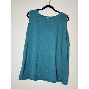 XIEERDUO Teal Sleeveless Tank Top Tunic Split Hem Women's XXL